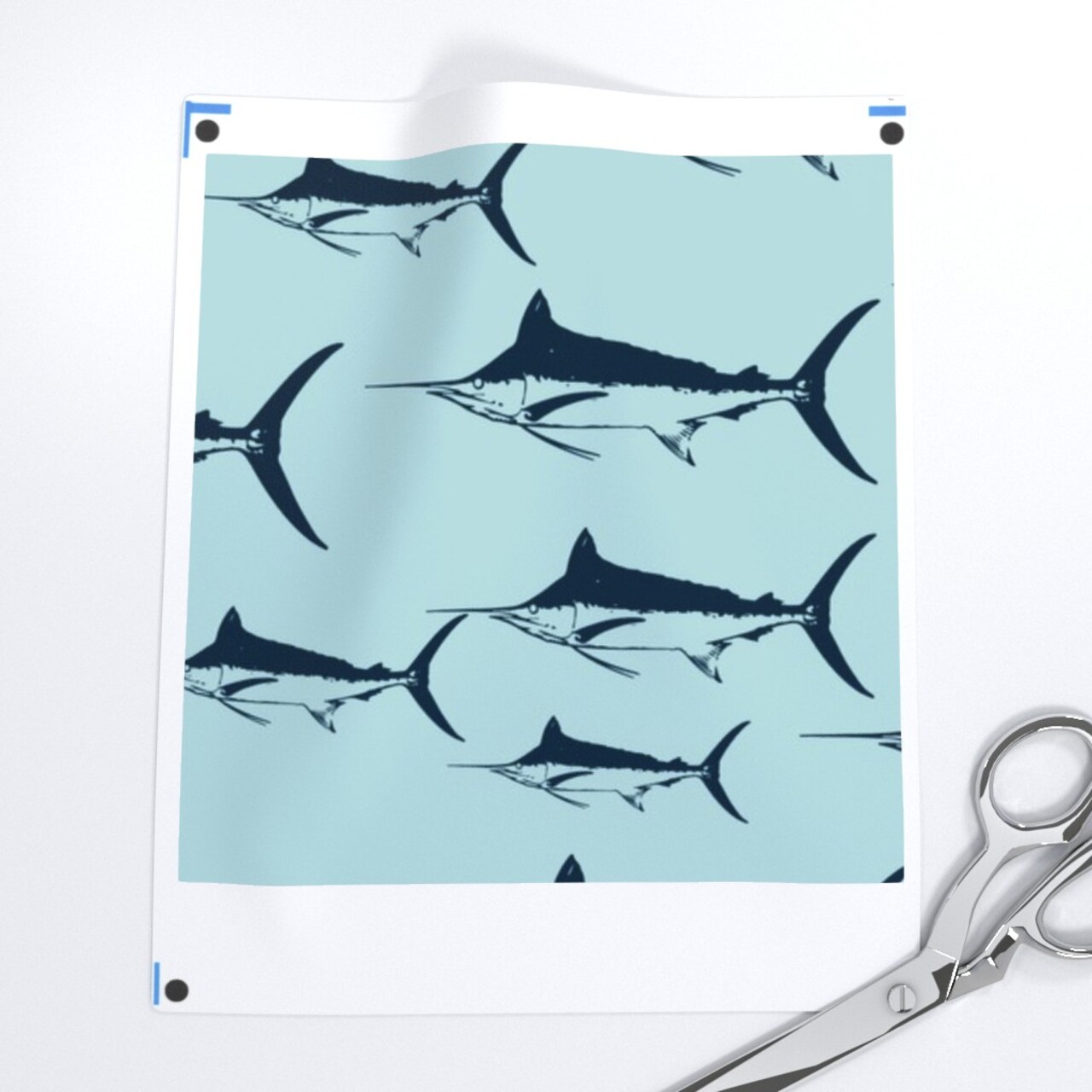 Blue Fish Summer Fishing Coastal Marlin Deep Sea Beach House Life Angler Chic Medium Scale Custom Printed Fabric by Spoonflower Various Fabrics by the Yard or Fat Quarter